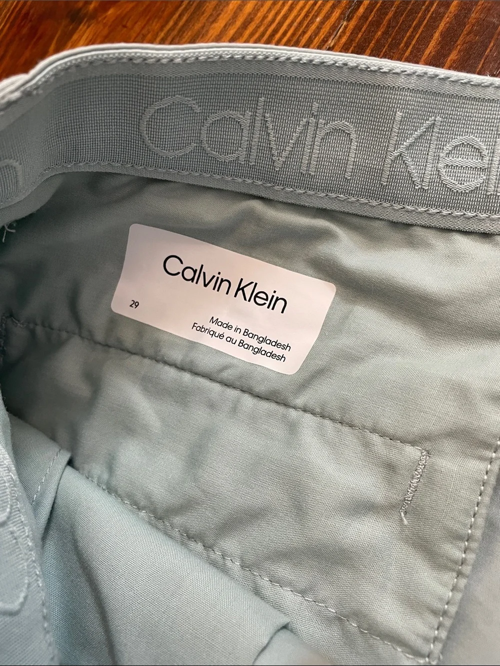 Calvin Klein Light Green Flat-Front Chino Shorts